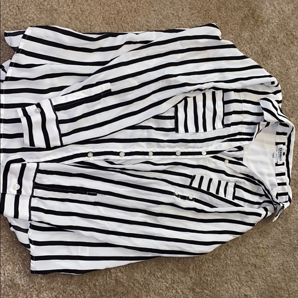 A black and white striped Long sleeved blouse🤍